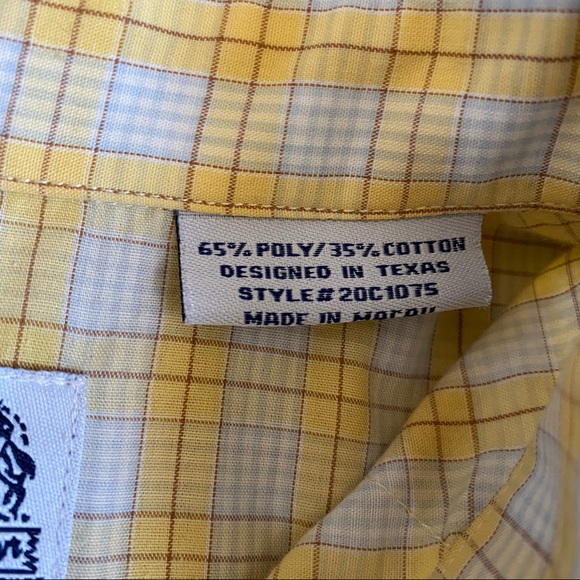 Panhandle Slim Retro Pearl Snap Button Down Yellow Plaid Vintage Shirt - Picture 11 of 12